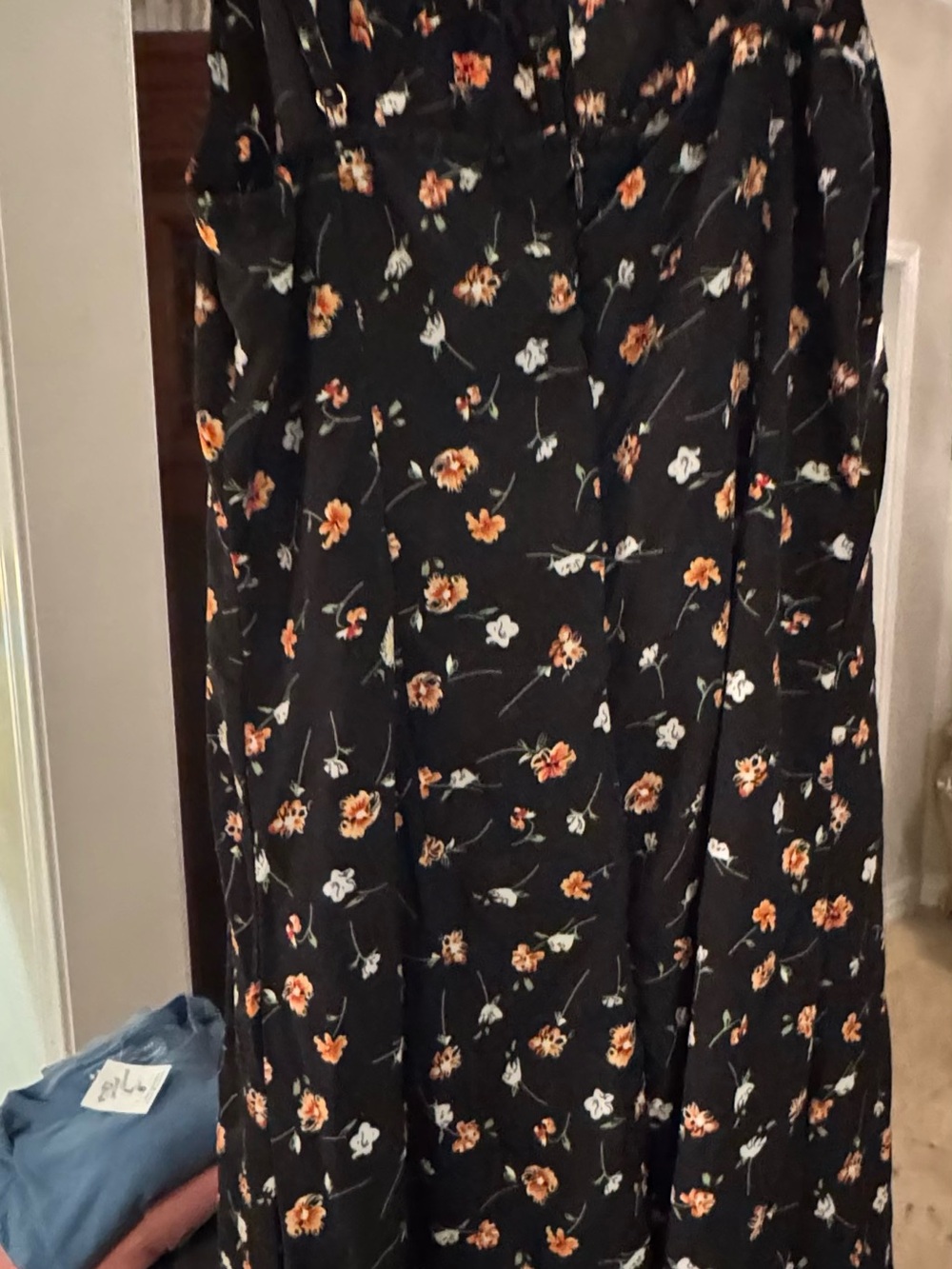 CAOQAO Shein Women's Black Floral Midi Summer Elegant Pink/White Bloom Print Sz6